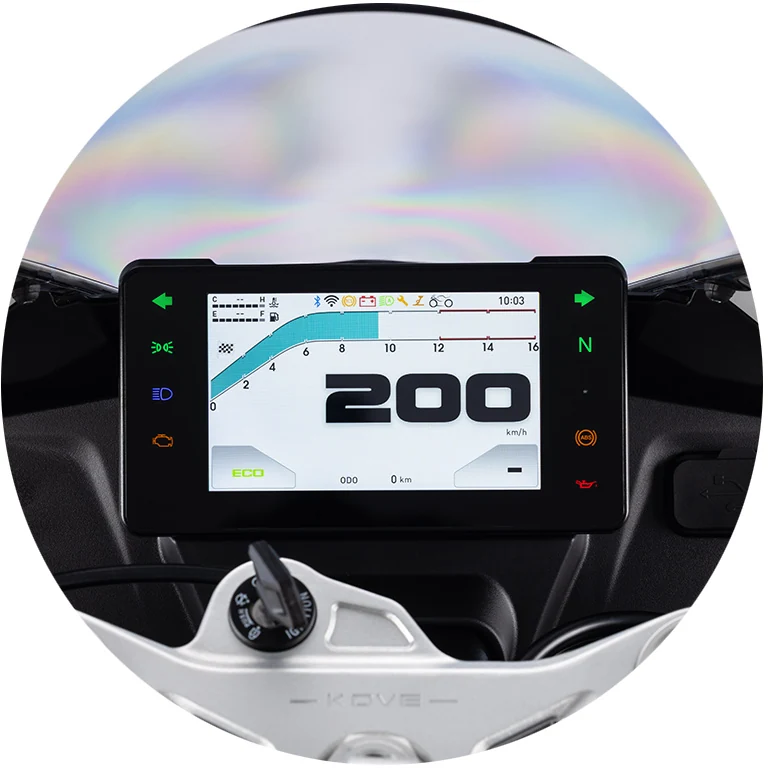 PAINEL TFT DE 5" COM CONECTIVIDADE MIRRORING — Kove 450RR
