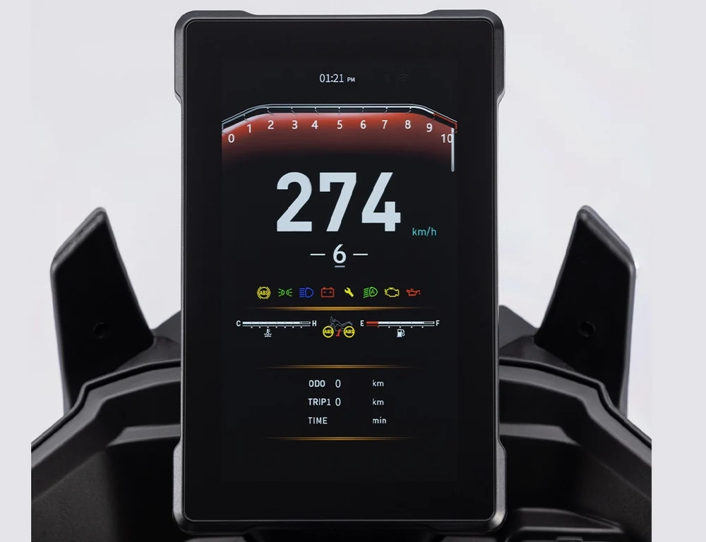 ECRÃ TFT VERTICAL E A CORES DE 7'' — Kove 800X Rally